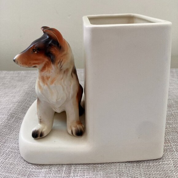 Vintage Collie Dog Planter 1950's Made in Japan - Picture 6 of 12